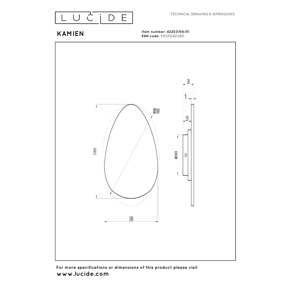 Unieke wandlamp Kamien marmer 20cm Premium by Lucide 5411212421265