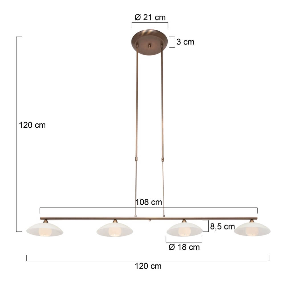 Klassieke hanglamp Souvereign classic 4-lichts bronsbruin Steinhauer 8712746133653