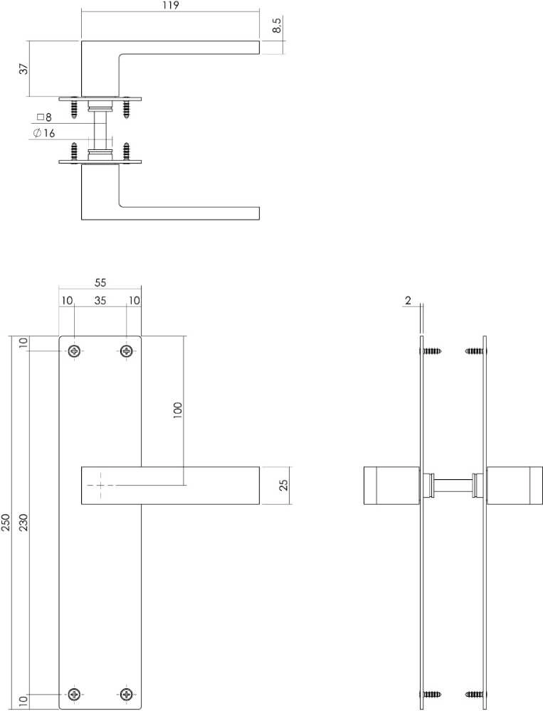 Moderne deurklink Amsterdam blind RVS Intersteel 8714186489710