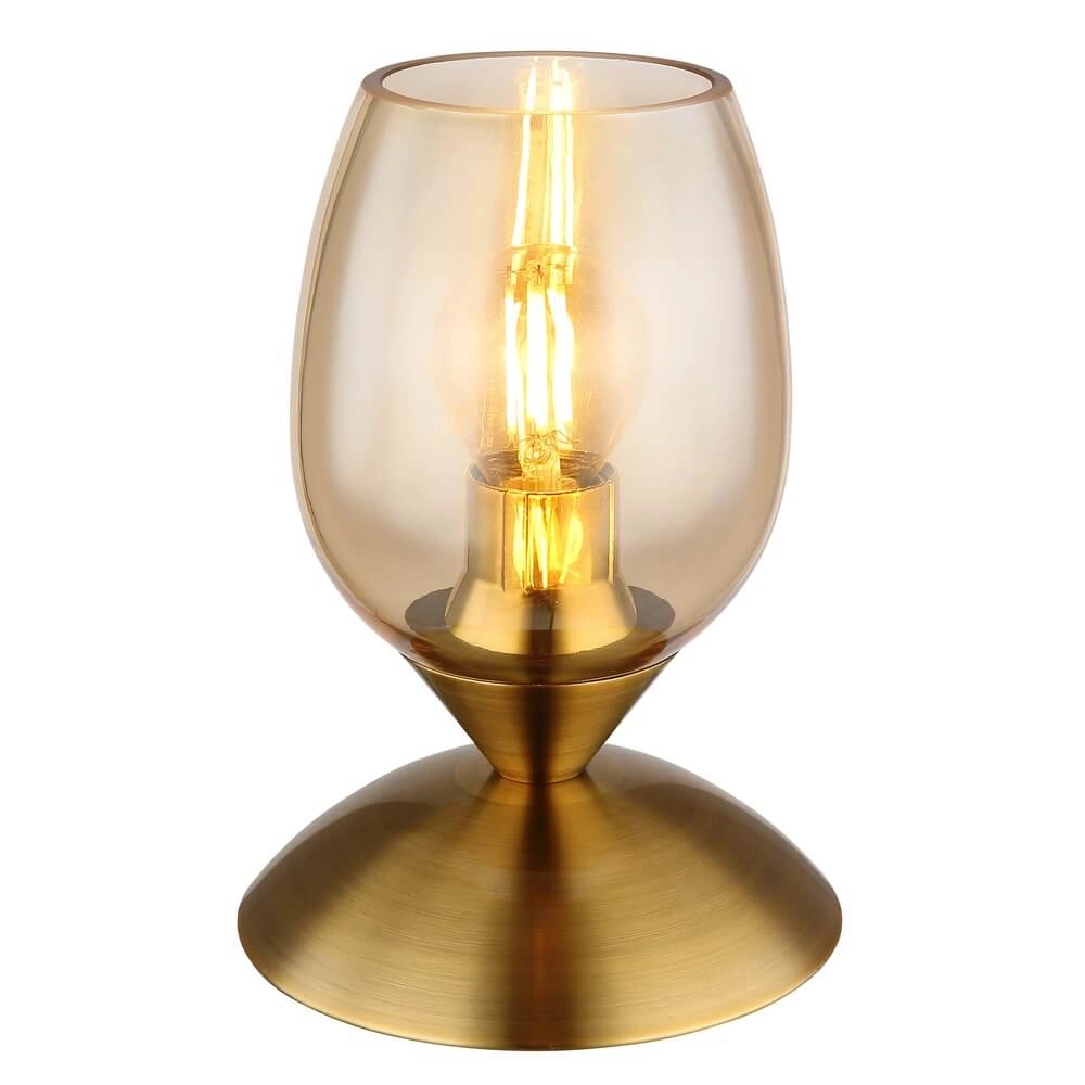 Tafellamp Kuwaita goud met amber glas