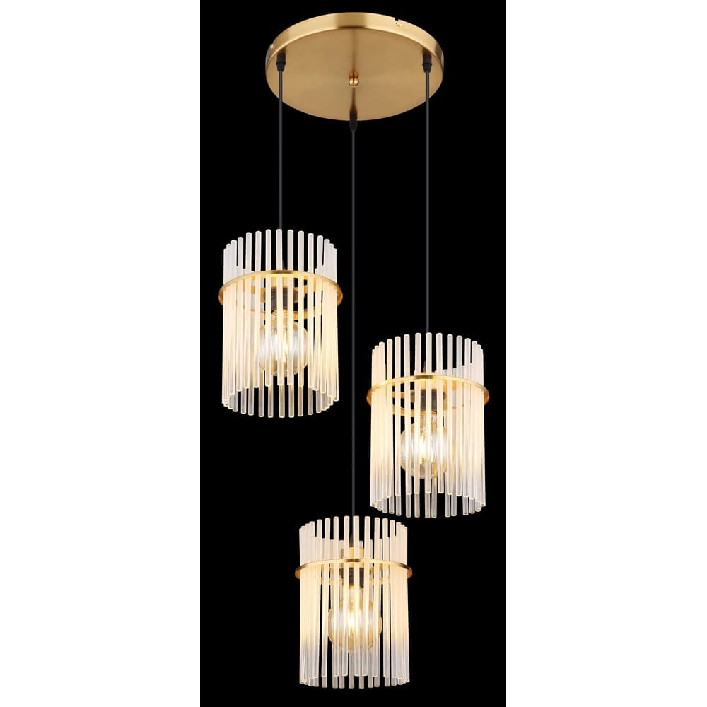 Gouden hanglamp Gorley rond met glas 3-lichts Globo 9007371446803