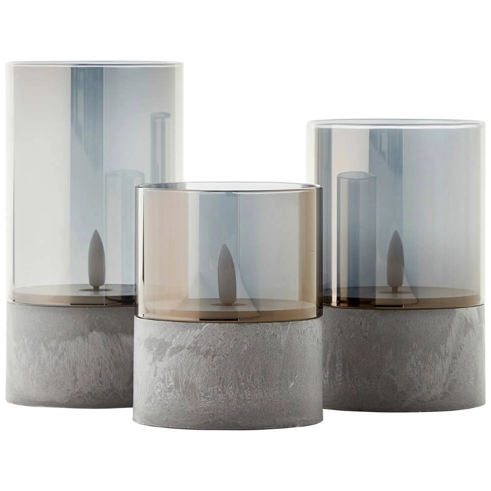 Set van 3 tafellampjes Bougie smoke glas Brilliant 4004353428326