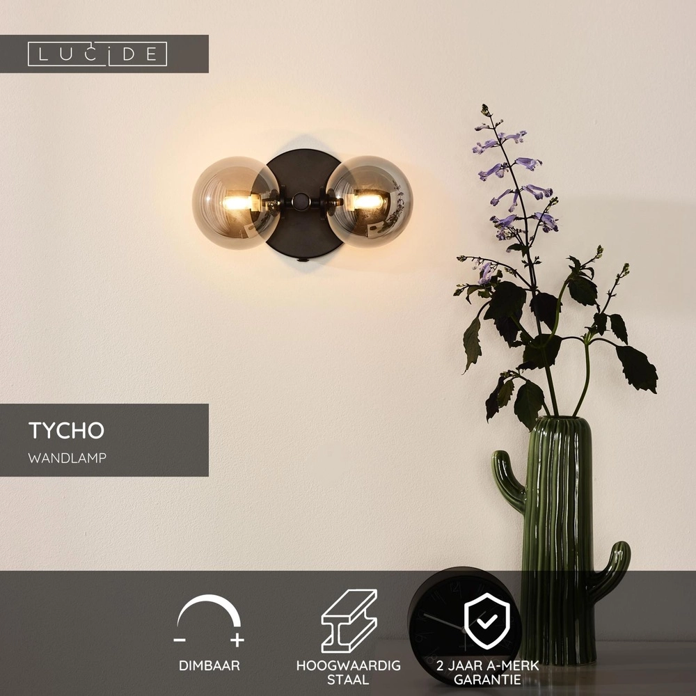 Wandlamp Tycho zwart Lucide 5411212450944