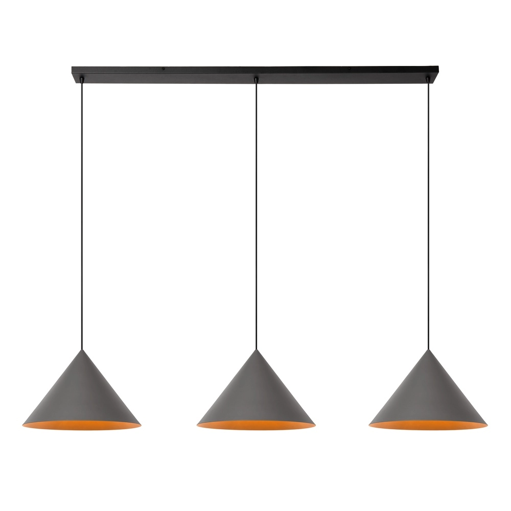 3-lichts hanglamp Spitze grijs