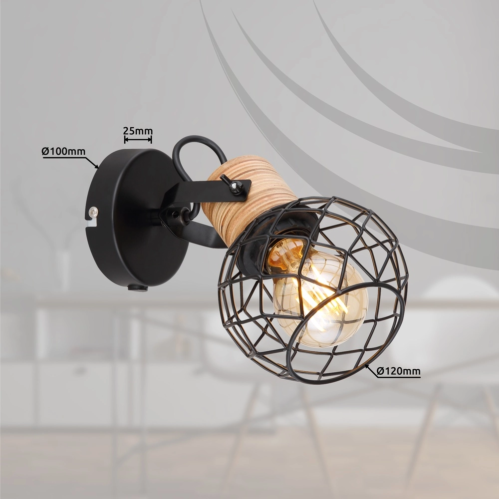 Wandlamp Lacky zwart Globo 9007371429356
