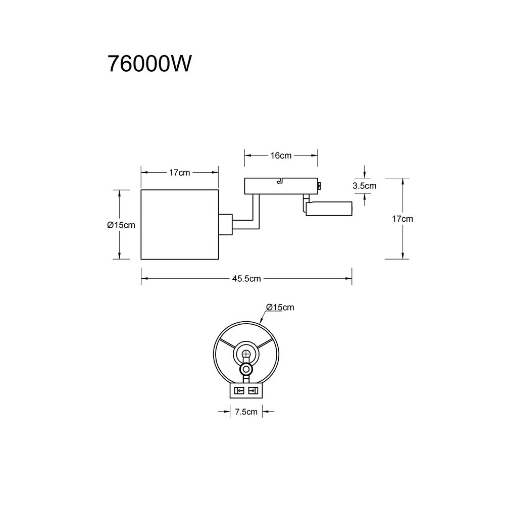 Bedlampje Zamora zwart met witte kap Globo 9007371569892