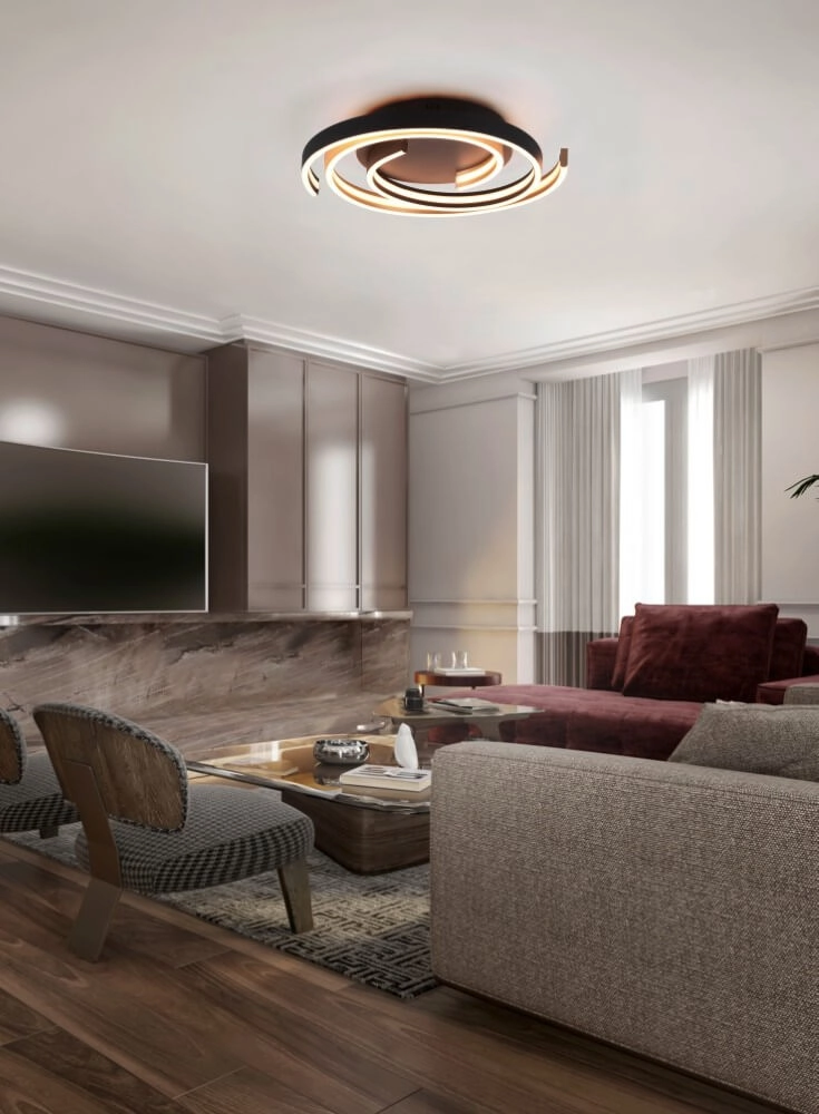 Dimbare plafondlamp Caya goud met zwart Trio 4017807541953