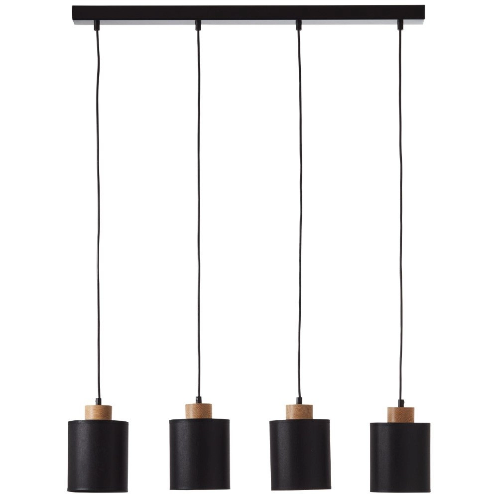 4-lichts hanglamp Vonnie zwart met hout Brilliant 4004353391644