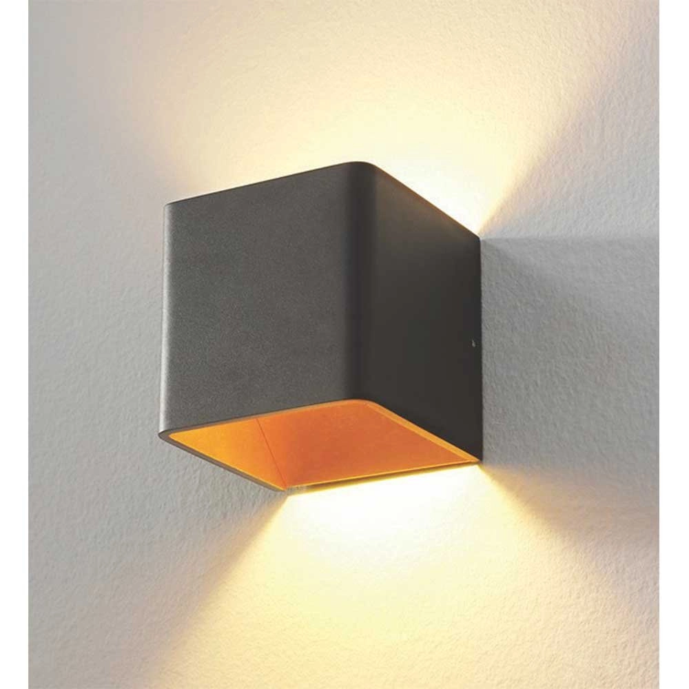 Led Up - Down Fulda 6w - 2700K - 10cm zwart met goud