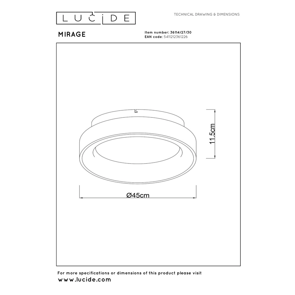 Plafondlamp Mirage Ø 45cm zwart Lucide 5411212361226