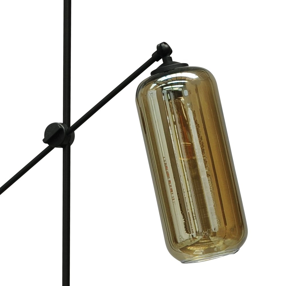 Verstelbare vloerlamp Quinto Smoke zwart met smoke cilinderglas Masterlight 8718121216478