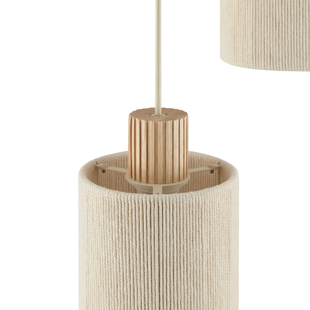 Beige hanglamp Arlo met hout japandi Ø 40cm 3-lichts Brilliant 4004353477096