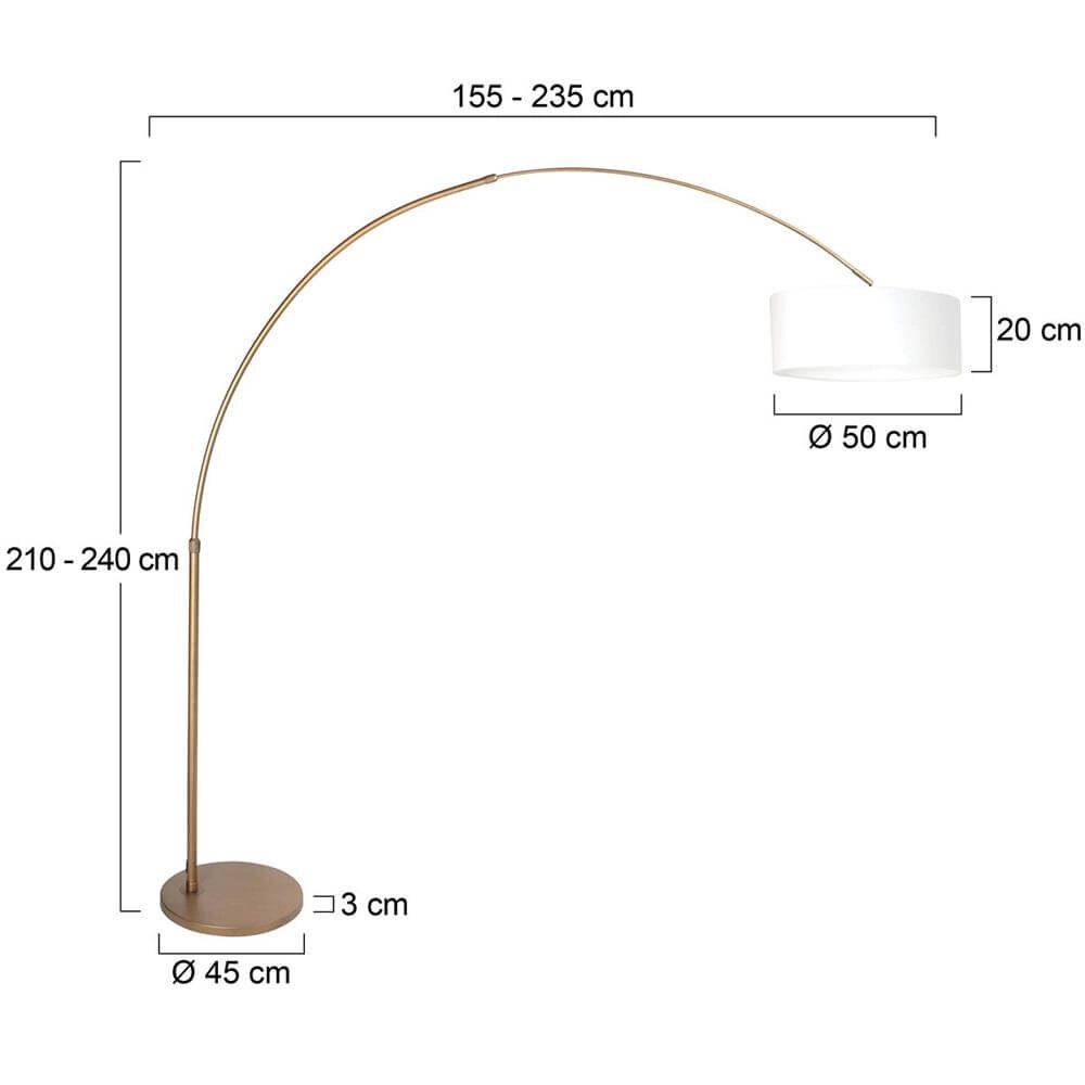 Booglamp Sparkled Light brons met grof witte kap Ø 45cm Steinhauer 8712746179859