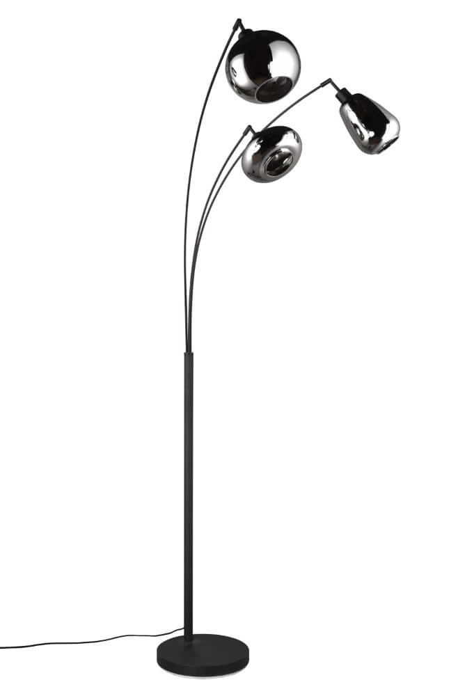 Staande vloerlamp Lumina zwart armatuur met chroom glas Staande vloerlamp Lumina zwart armatuur met chroom glas