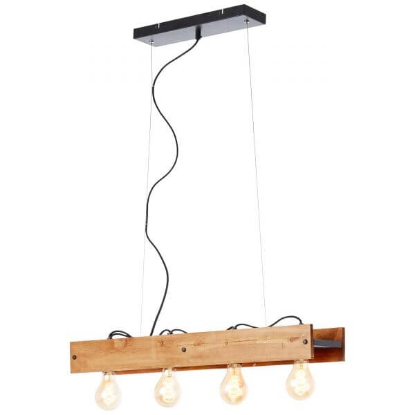 Hanglamp Calandra 4-lichts zwart met houtbruin Brilliant 4004353394454