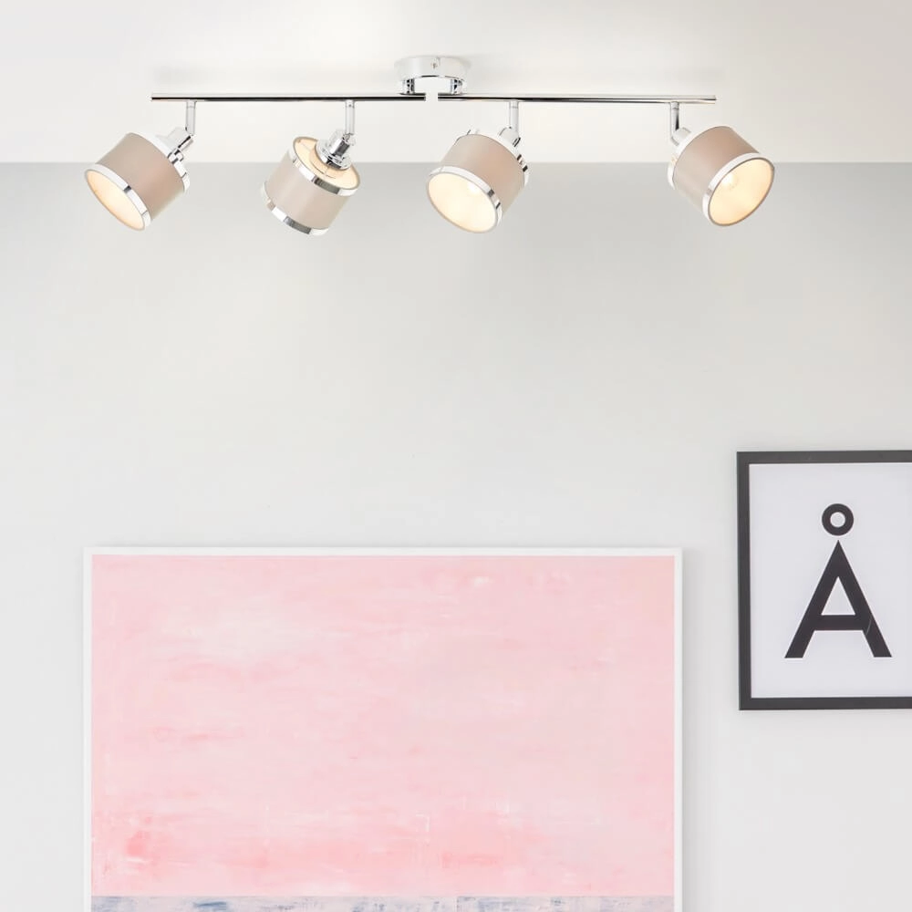 4-lichts plafondlamp Alexia chroom en grijs Brilliant 4004353424151