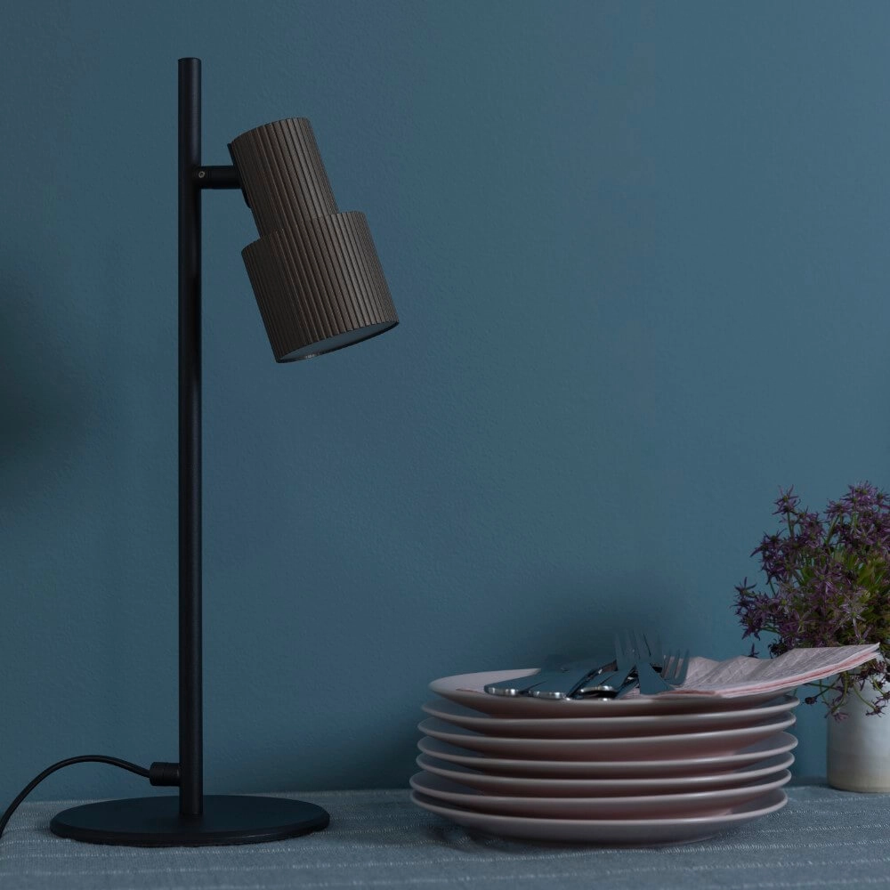 Design tafellamp Cadiz zwart met brons Brilliant 4004353446917