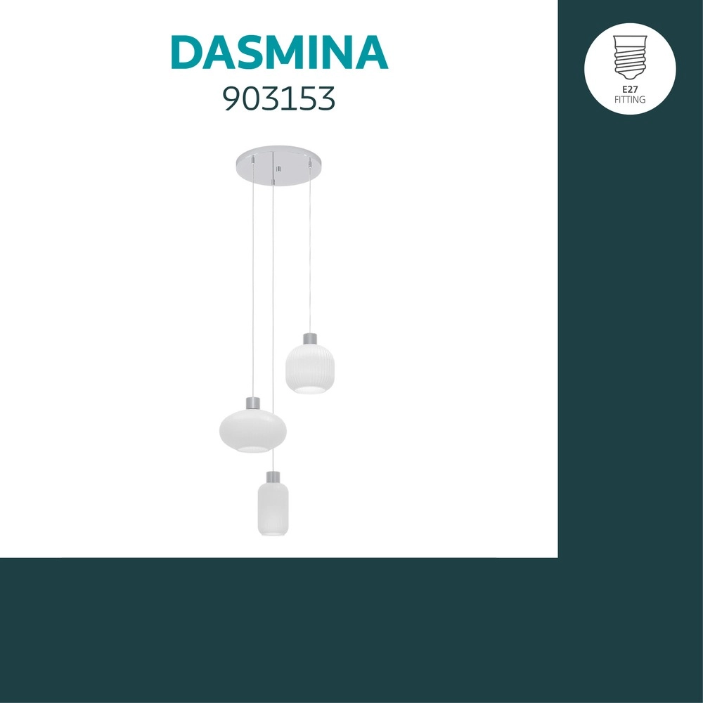 Design hanglamp Dasmina chroom met wit 3-lichts Eglo 9008606406371