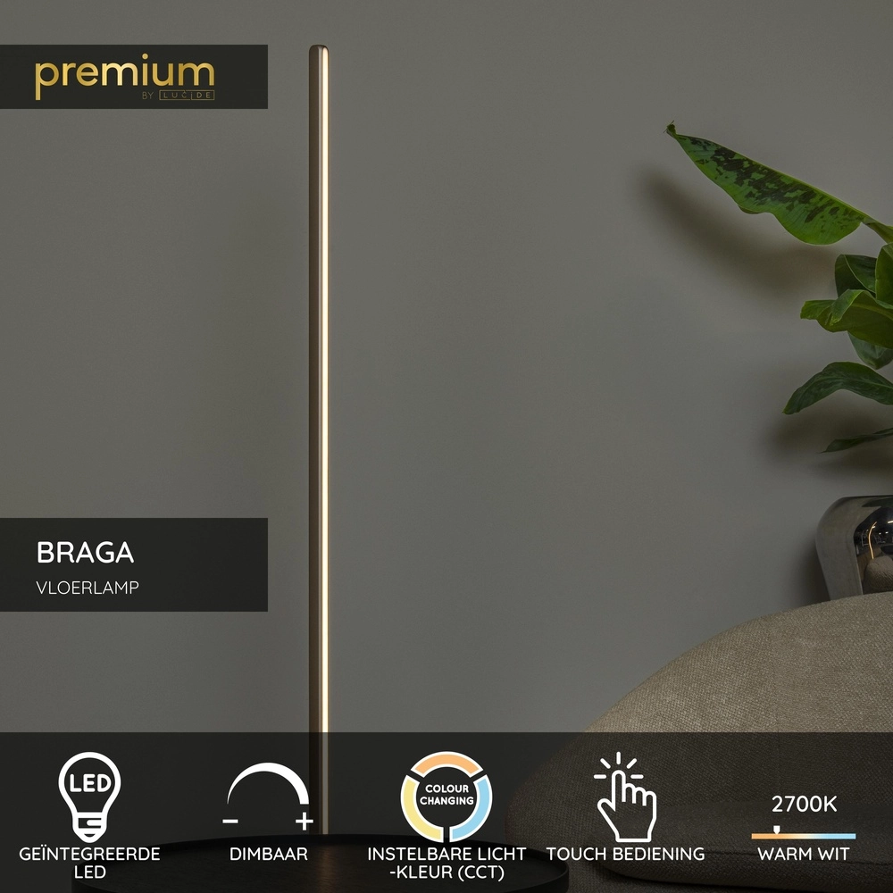 155cm led vloerlamp Braga champagne Premium by Lucide 5411212234452