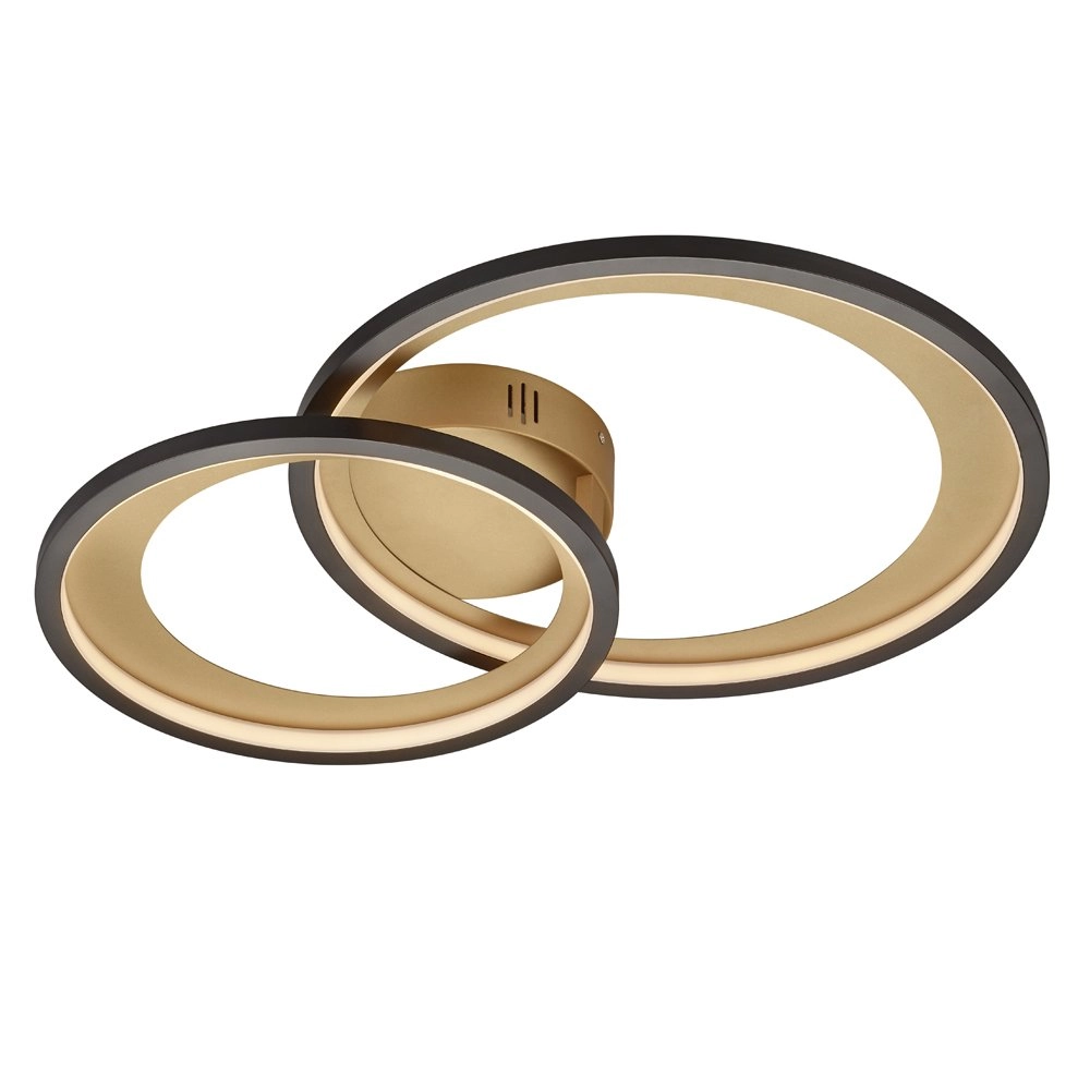 Mat zwarte plafondlamp Granada 59cm zwart met goud Trio 4017807433364