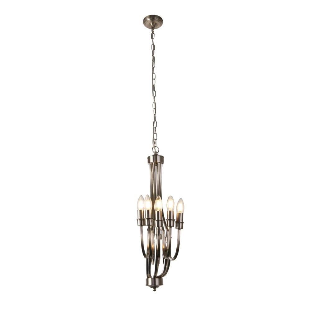 Klassieke hanglamp Lodge 8-lichts zilver Searchlight 5053423242217