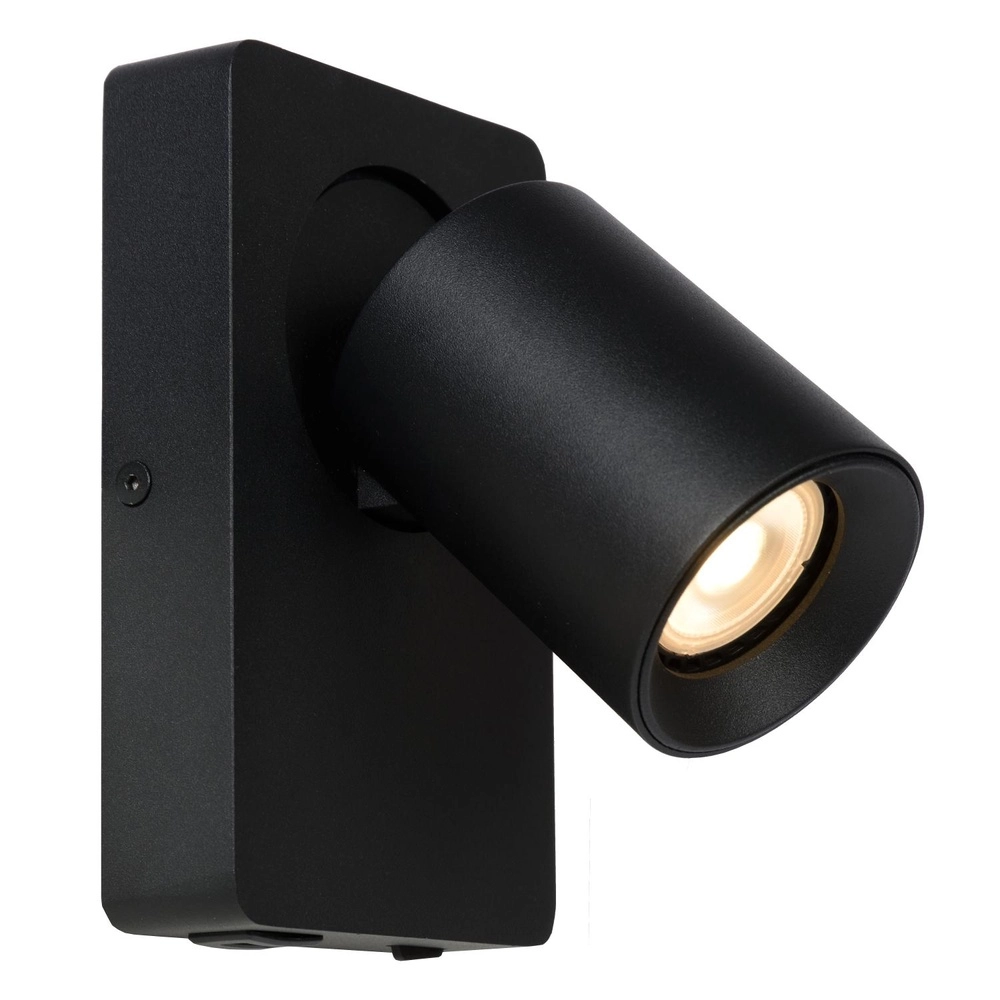 Bedlampje Nigel met USB oplaadpunt zwart Lucide 5411212092731
