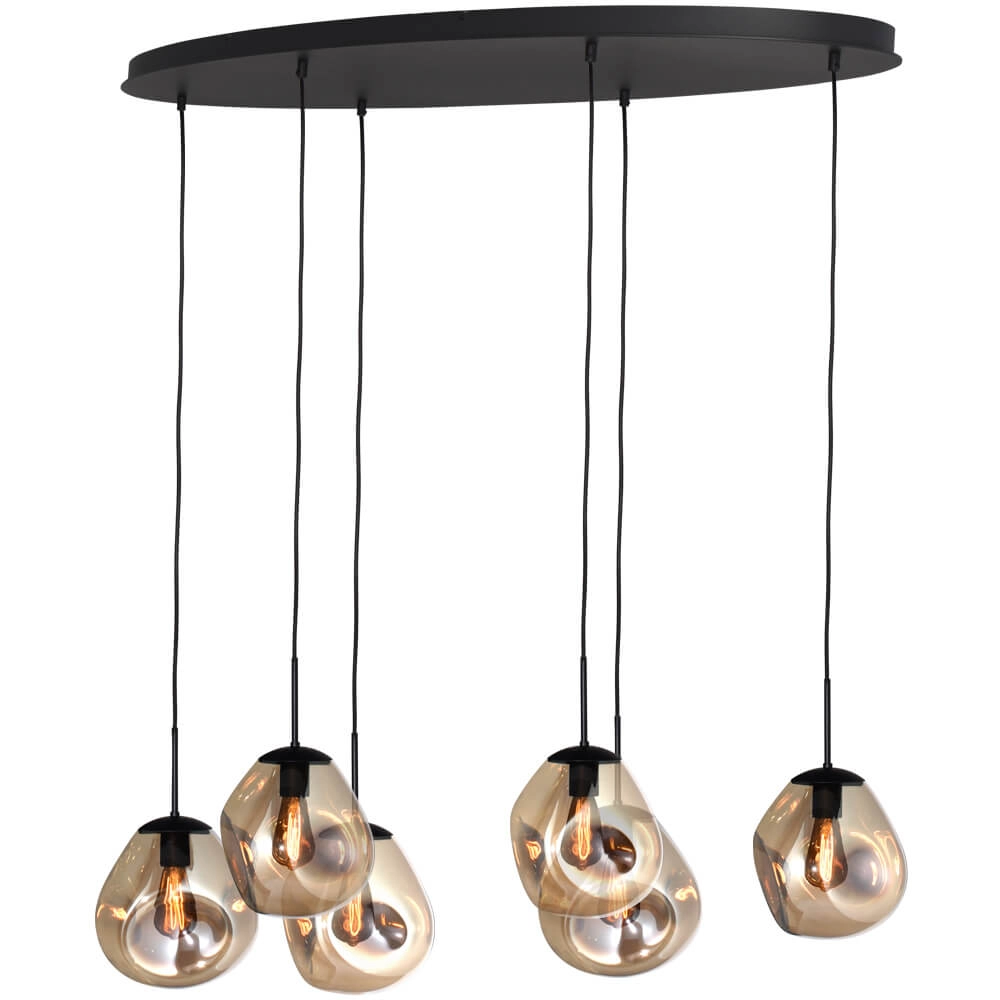Hanglamp Lava Oval 6x goud glas Ø 24cm Hanglamp Lava Oval 6x goud glas Ø 24cm