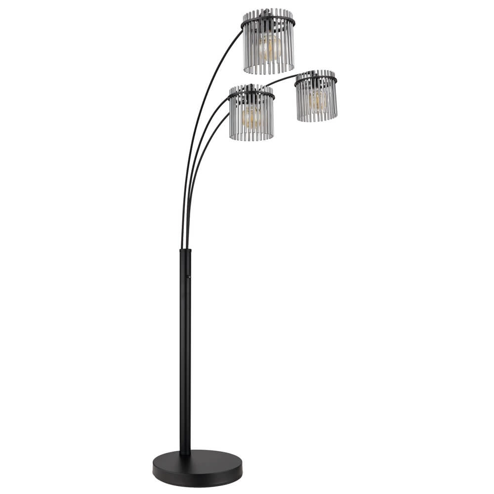 Zwarte vloerlamp Gorley met smoke glas 3-lichts Globo 9007371478019