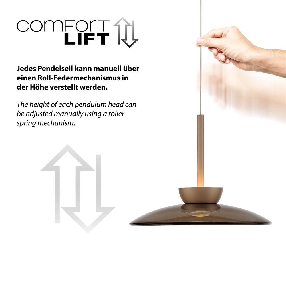 2L eettafel hanglamp Pure Moon bronce met amber glas Paul Neuhaus 4012248392980