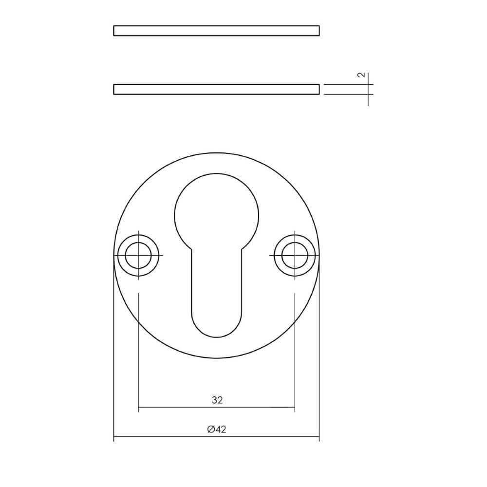 Set van 2 cilinderrozetten Tira rond RVS 2mm Intersteel 8714186635452