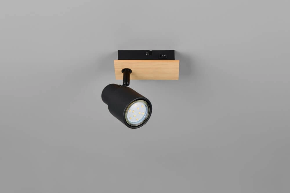 Design wandlamp Pierre zwart met hout Trio 4017807638158