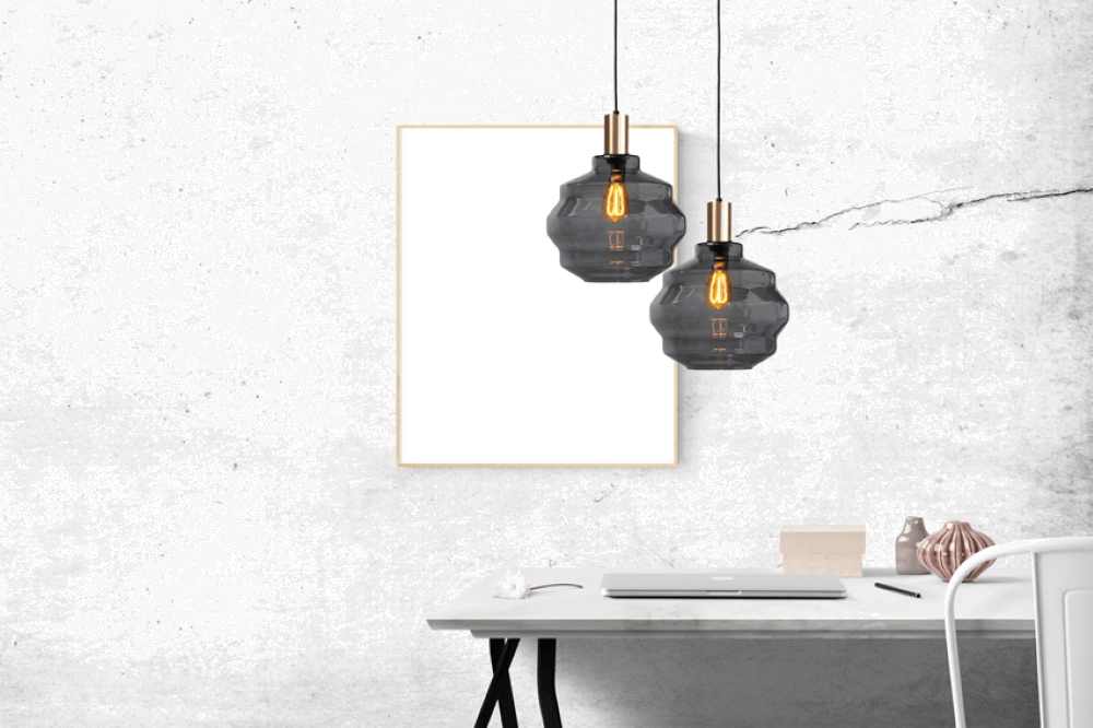 Hanglamp goud Porto met Ball smoke glas - Ø 30cm Masterlight 8718121269146