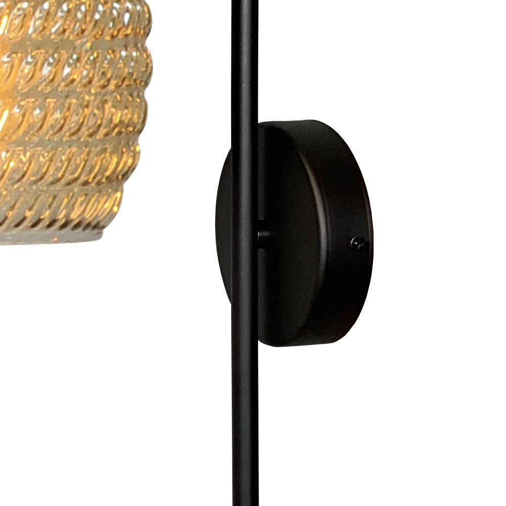 Zwarte wandlamp Quinto met geribd glas Masterlight 8718121250977