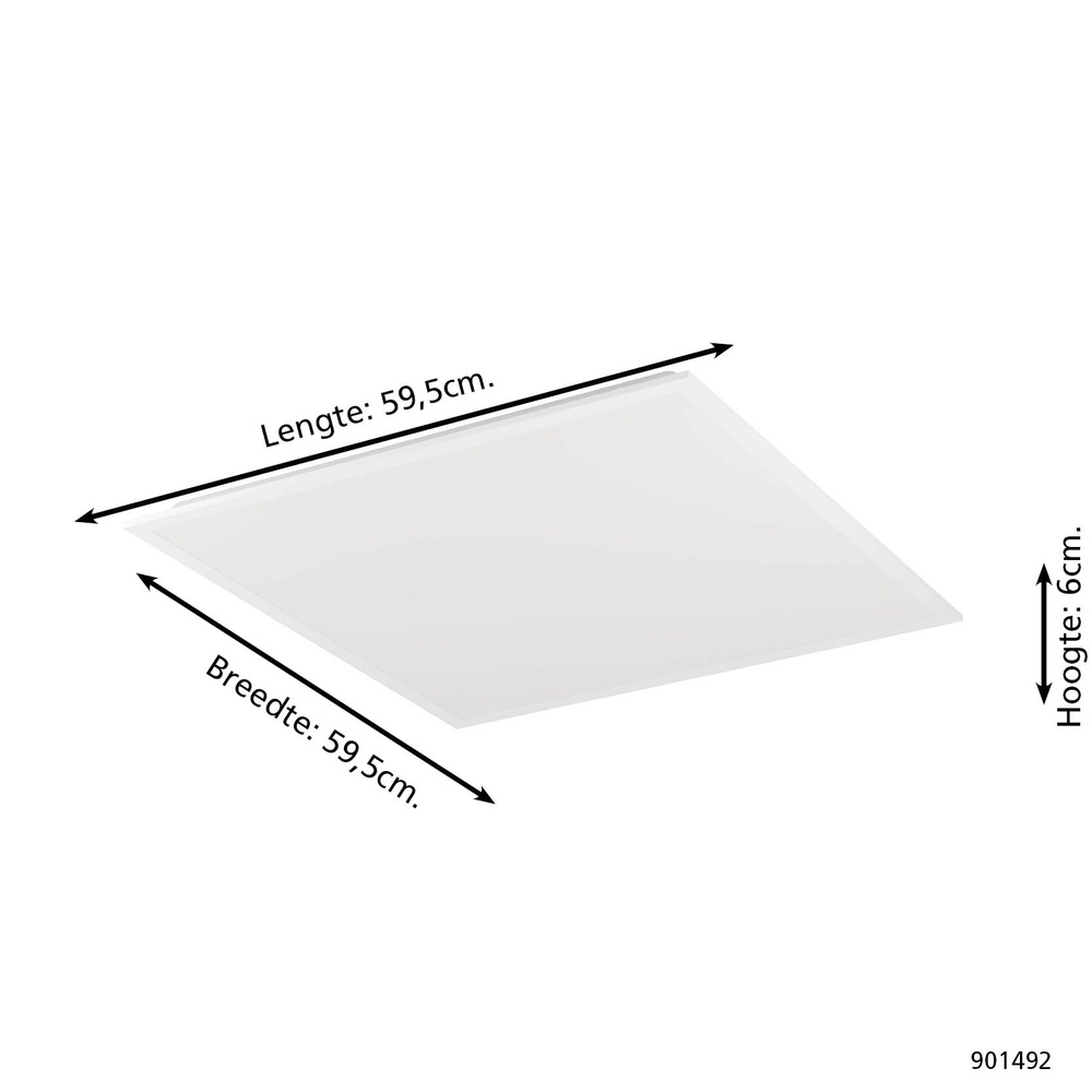 Plafondlamp Moradillo vierkant 59,5cm 3-staps CCT wit Eglo 9008606340064