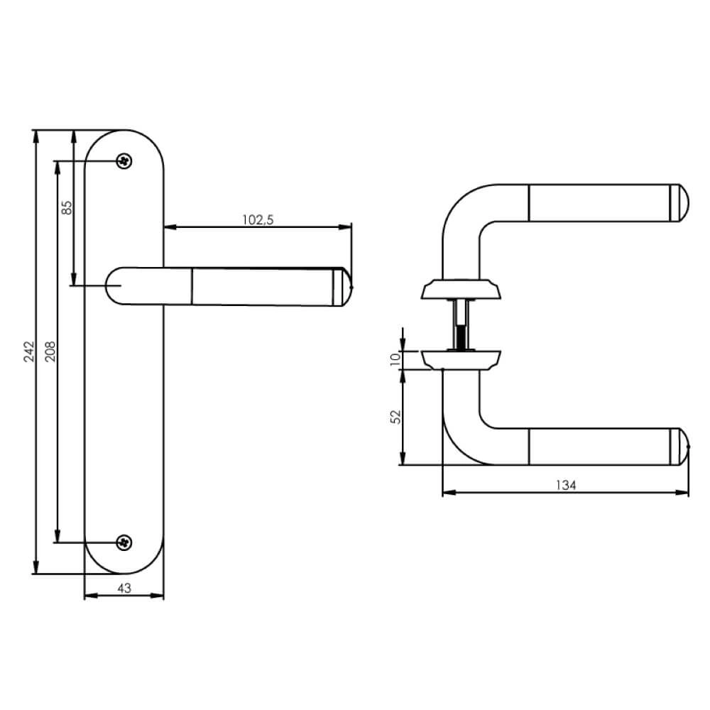 Klassieke deurklink Agatha chroom op schild Intersteel 8714186149263