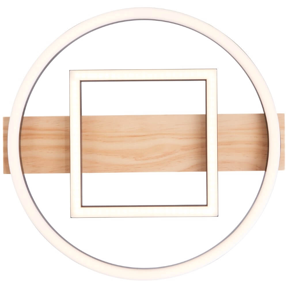 Plafondlamp Maureen Ø 37cm met vierkantje zwart met hout Brilliant 4004353420092