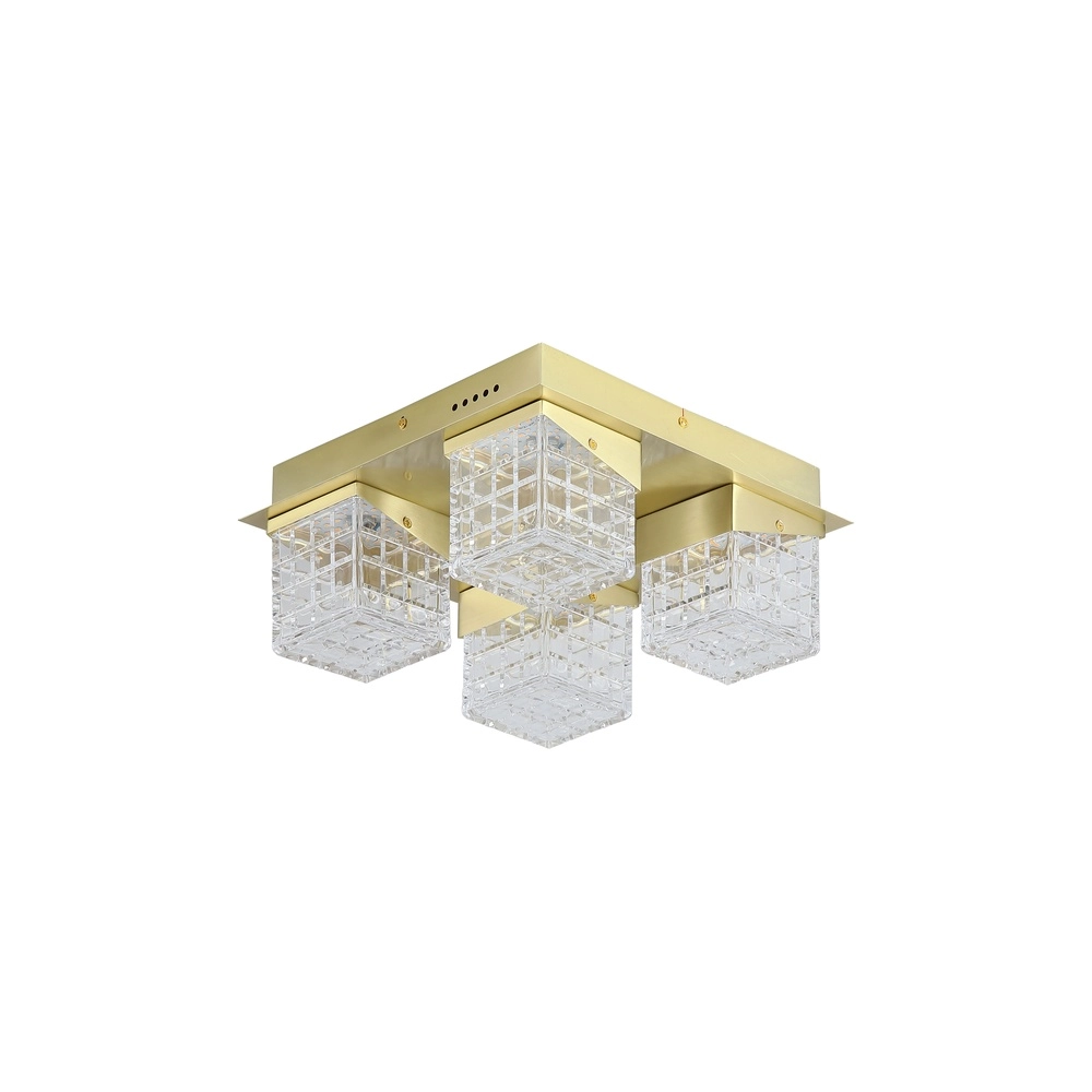 Design plafondlamp Cuboid 4-lichts goud Searchlight 5053423304144