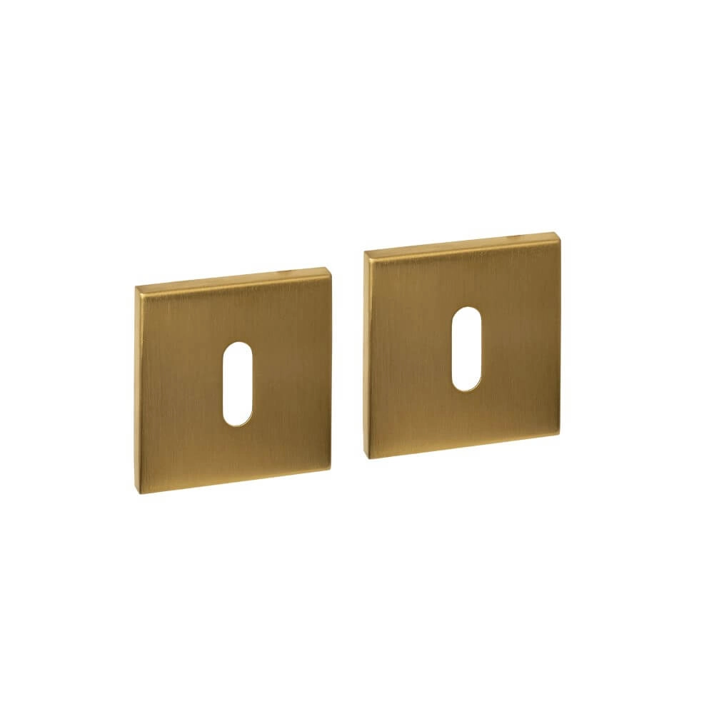 Set van 2 sleutelrozetten Tira vierkant messing mat 53x53mm