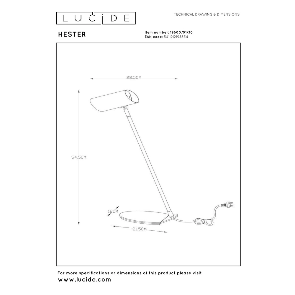Bureaulamp Hester antraciet Lucide 5411212193834