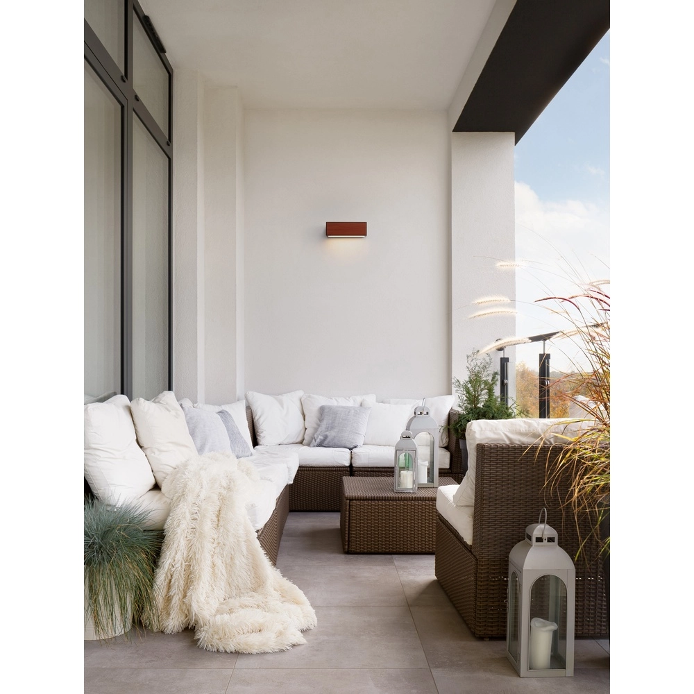 Solar wandlamp Brown roestbruin met hout Lyora 5212017449450
