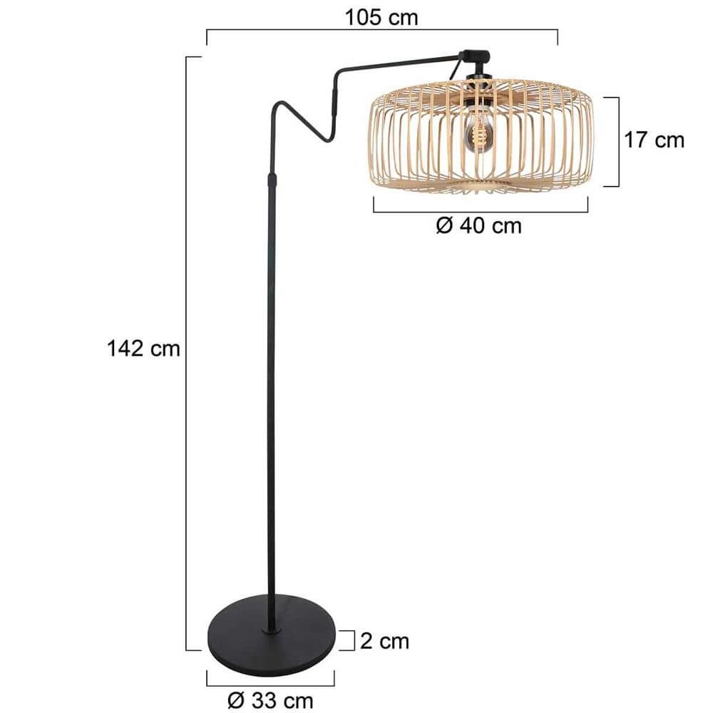 Vloerlamp Lindstrom zwart met bamboe Steinhauer 8712746176872