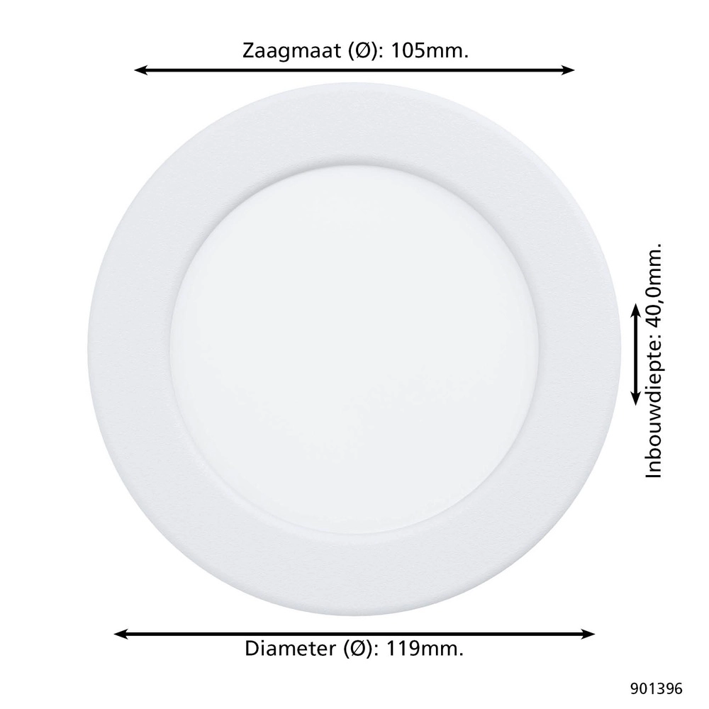 Inbouw lamp Fueva 6 rond - wit - Ø 11,9cm Eglo 9008606330768