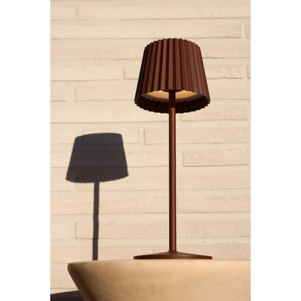 Oplaadbare tafellamp Justine roestbruin met oplaadstation Lucide 5411212272195
