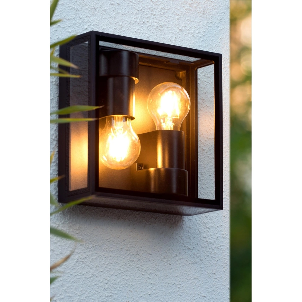 Design wandlamp Dukan IP65 zwart dubbel Lucide 5411212151889