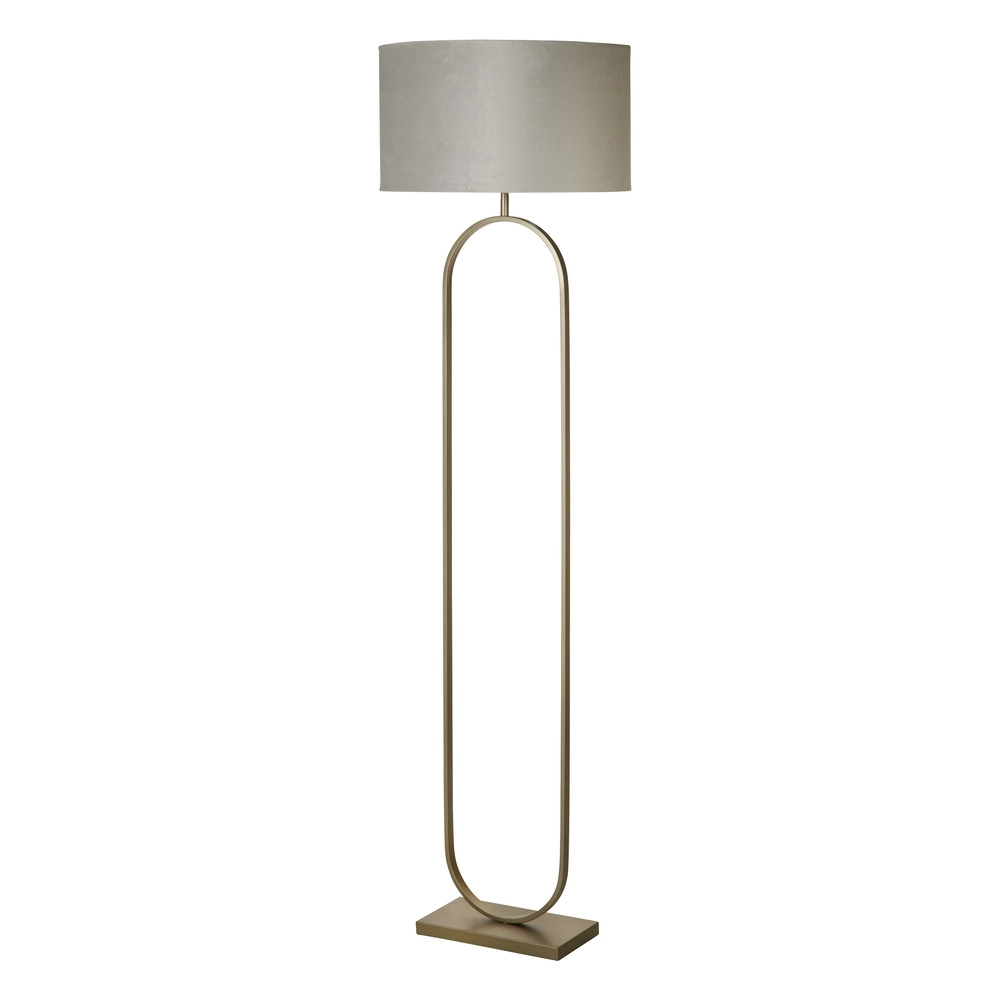 Vloerlamp Modish brons met grijze kap Vloerlamp Modish brons met grijze kap