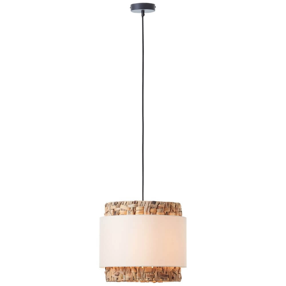 Hanglamp Waterlilly rotan met witte stof Brilliant 4004353411922