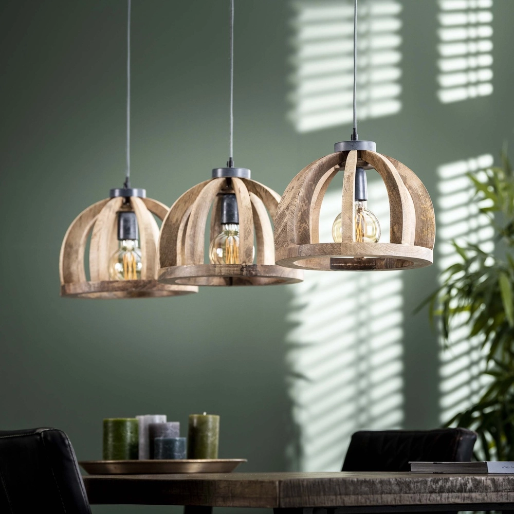 Houten eettafel hanglamp Orba 3x Ø 30cm Lyora 8716803513204