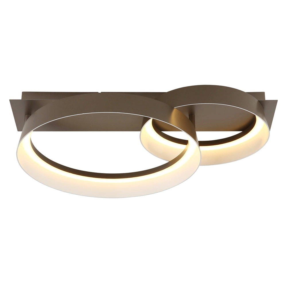 Strakke plafondlamp Syrakus koffie bruin 2 ringen Globo 9007371573080