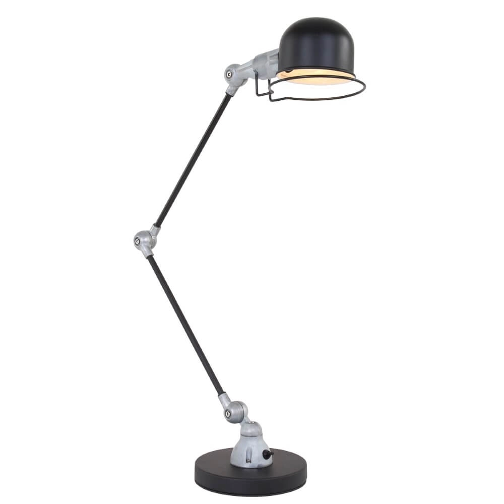 Landelijke bureaulamp Davin zwart met vintage grijs