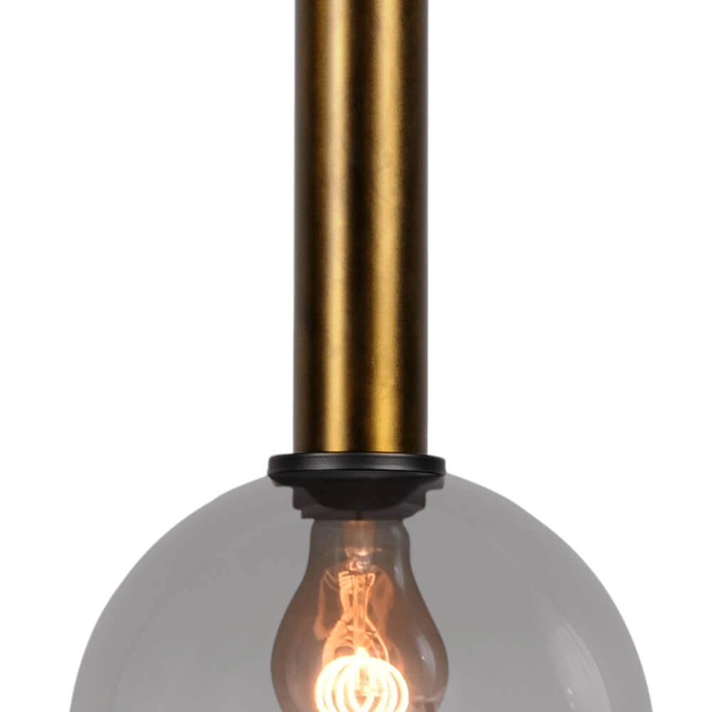 Hanglamp Ø 20cm Bella 2 Antiek messing met smoke glas Masterlight 8718121334080